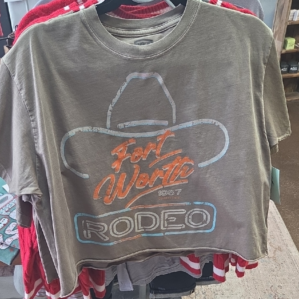Fort Worth Rodeo Cropped T-Shirt - Brown